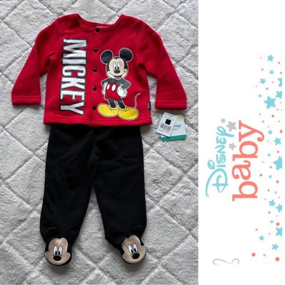 Disney | Mickey Mouse Fleece Two-piece Jacket & Pants Set | Size 3-6 Months